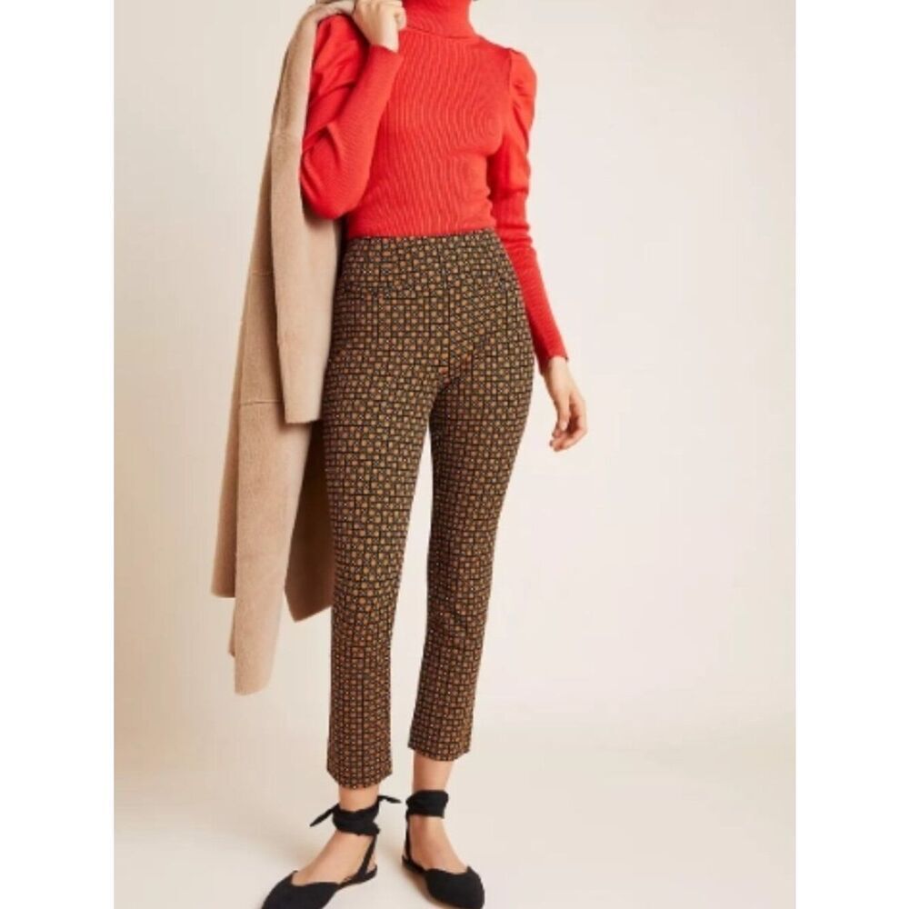 Like New! ANTHROPOLOGIE The Essential Slim Trousers Geometric Design in Size 6